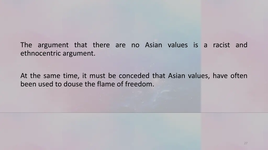 the argument that there are no asian values