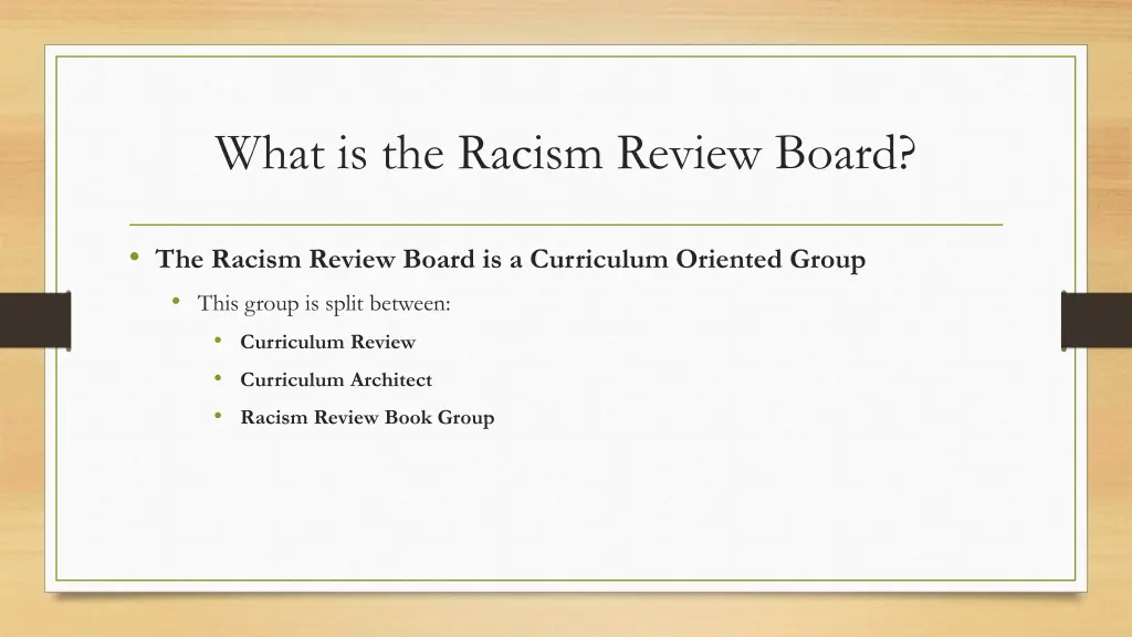 what is the racism review board 1