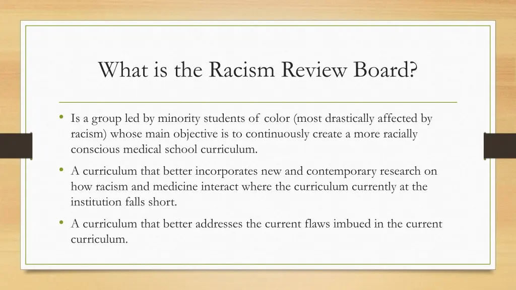 what is the racism review board