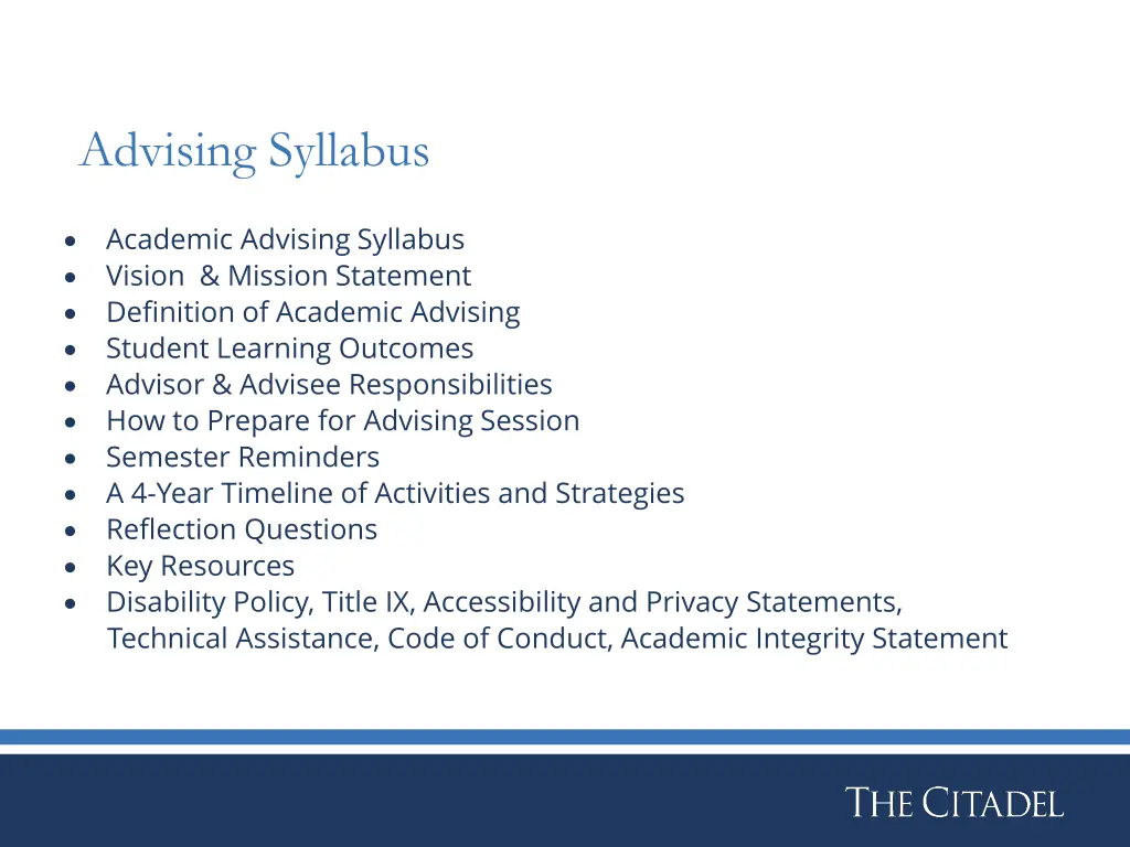 advising syllabus