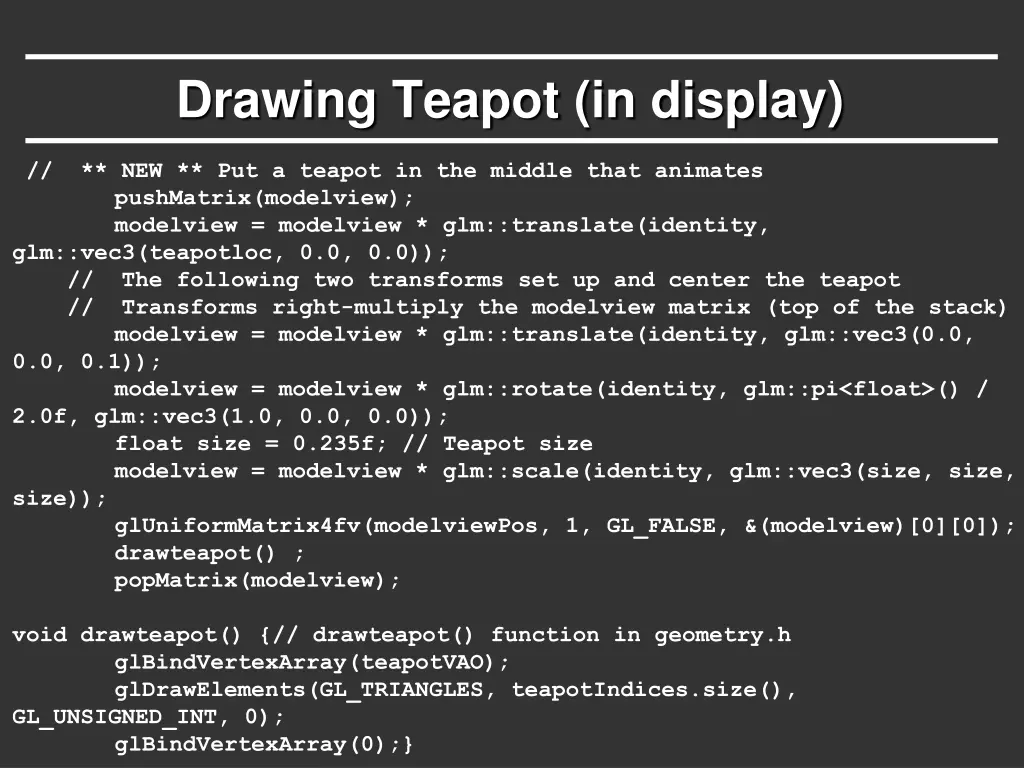 drawing teapot in display