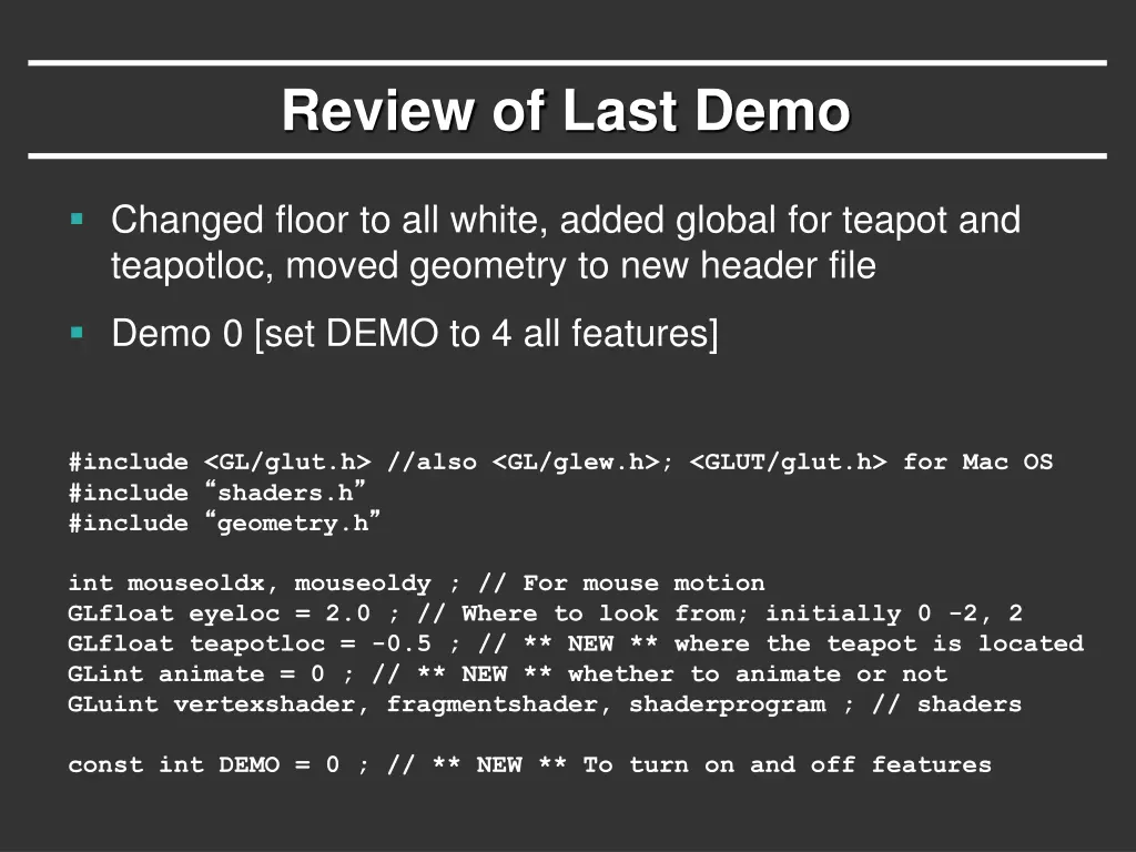 review of last demo