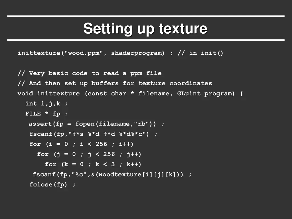 setting up texture