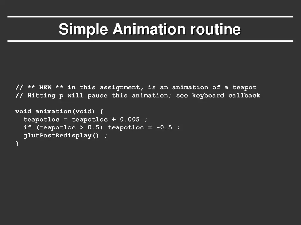 simple animation routine