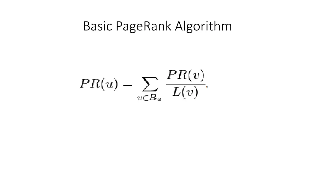 basic pagerank algorithm