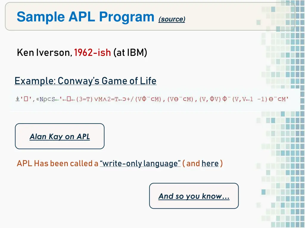 sample apl program source