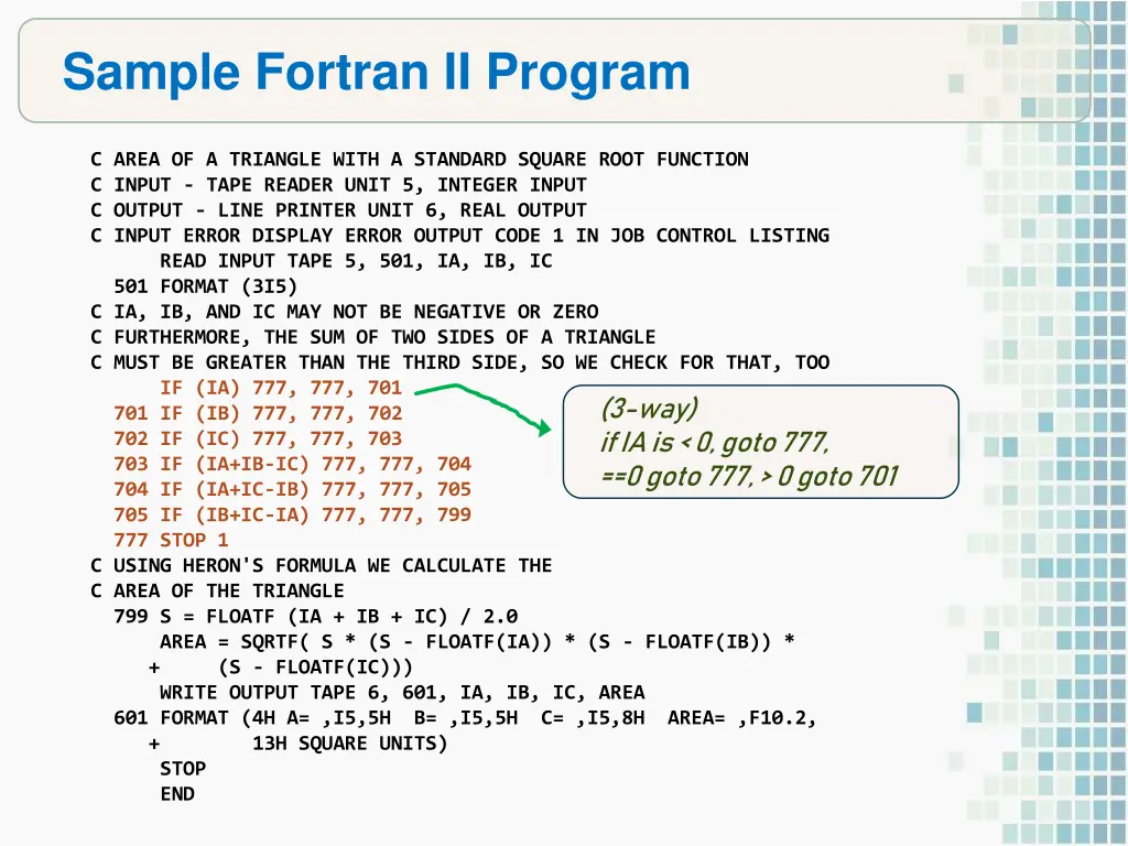 sample fortran ii program