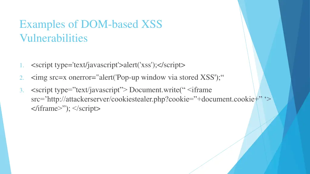 examples of dom based xss vulnerabilities