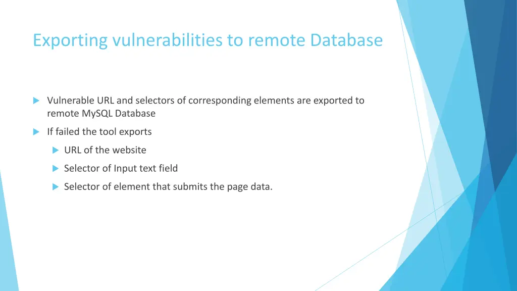 exporting vulnerabilities to remote database