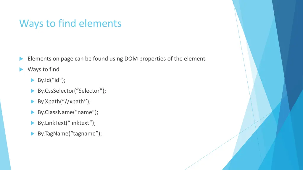 ways to find elements