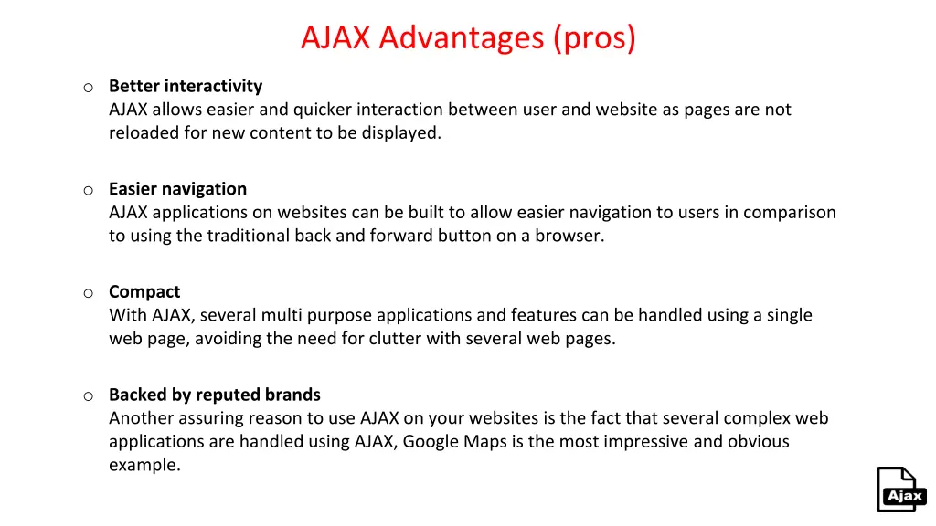 ajax advantages pros