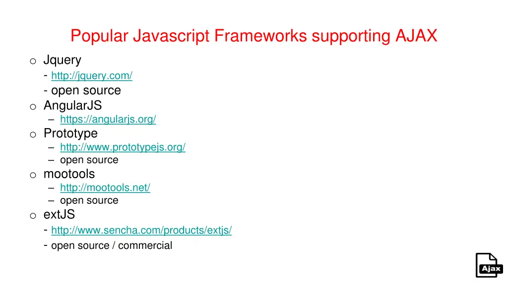 popular javascript frameworks supporting ajax
