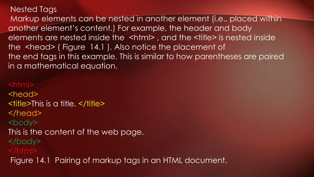 nested tags markup elements can be nested