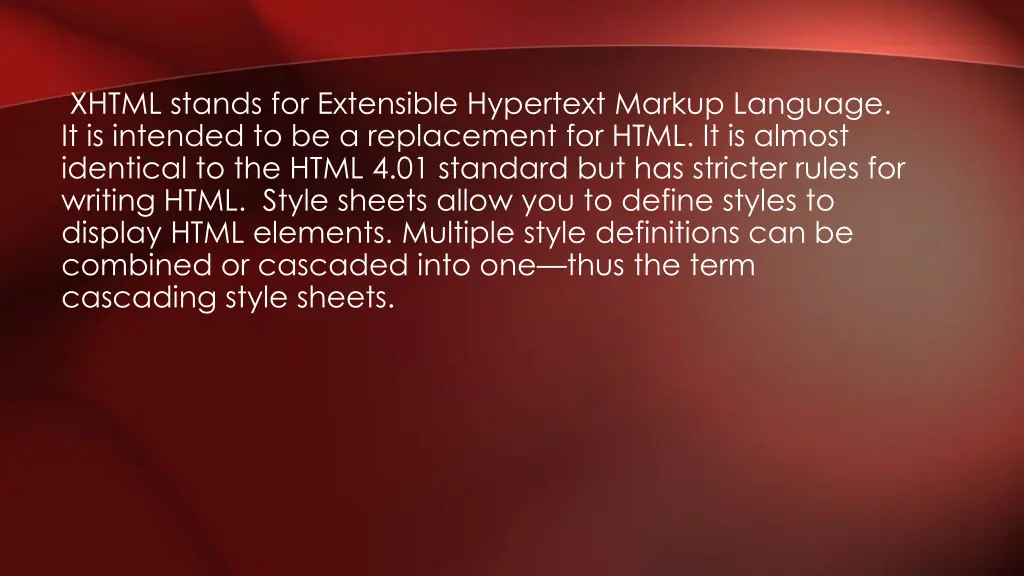 xhtml stands for extensible hypertext markup