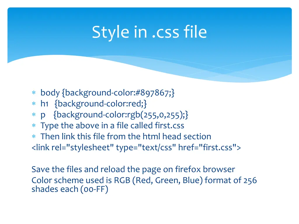 style in css file