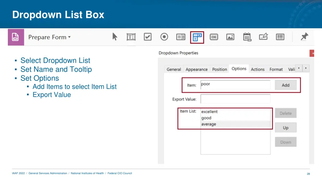 dropdown list box