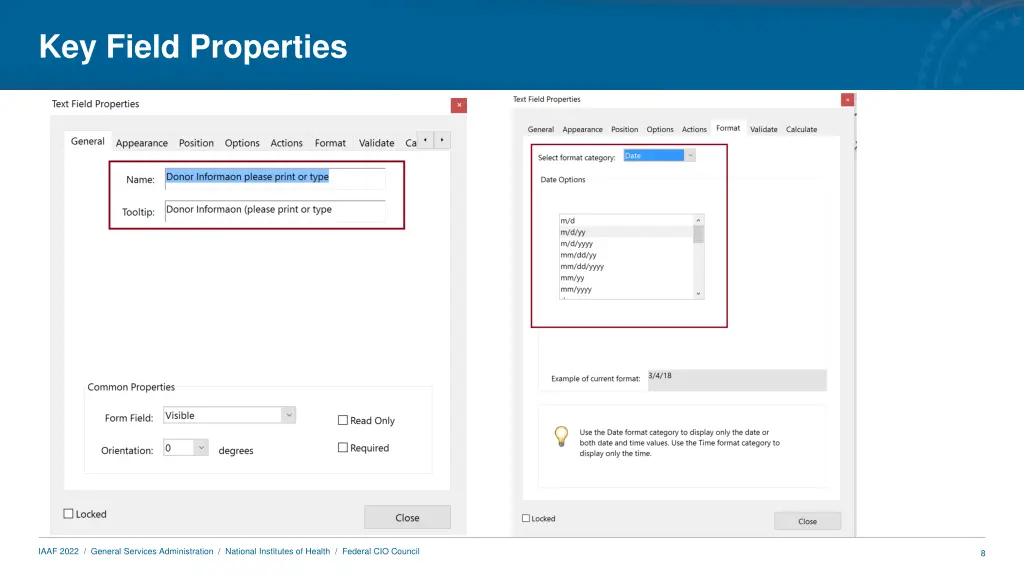 key field properties