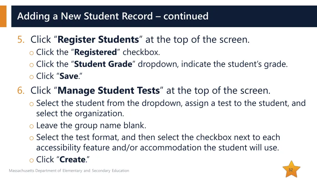 adding a new student record continued
