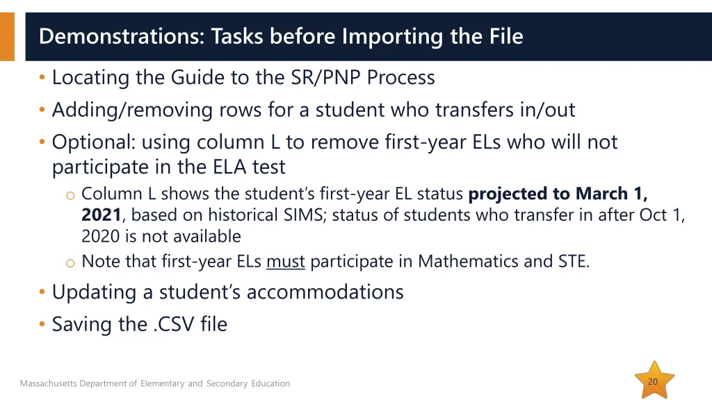 demonstrations tasks before importing the file