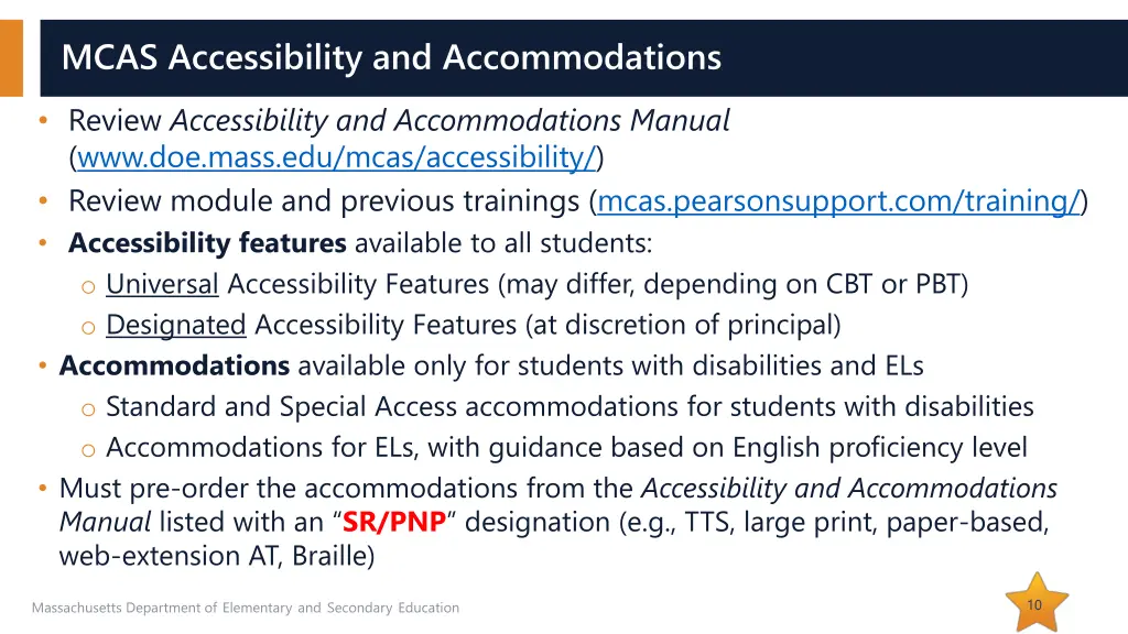mcas accessibility and accommodations