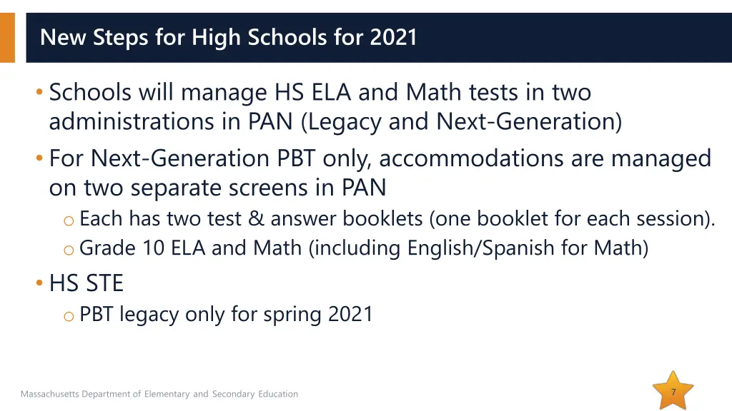new steps for high schools for 2021