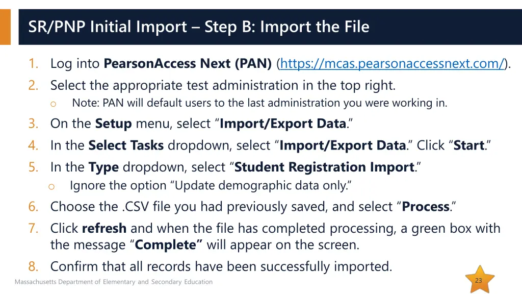 sr pnp initial import step b import the file