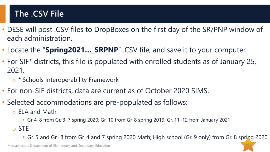 the csv file