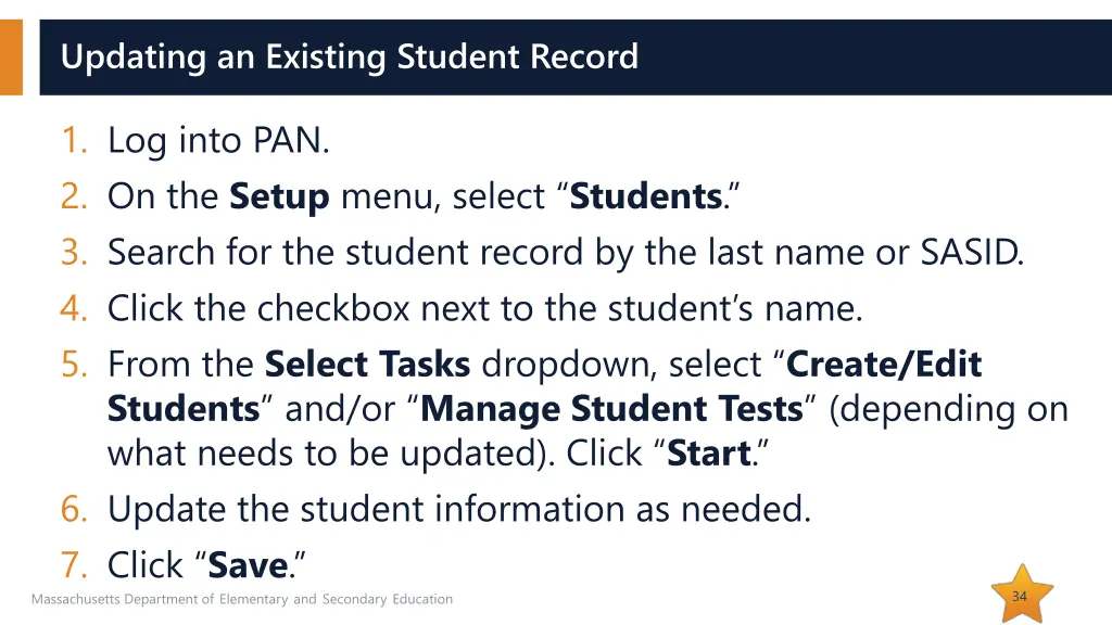 updating an existing student record
