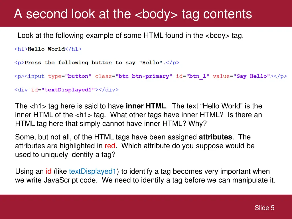 a second look at the body tag contents
