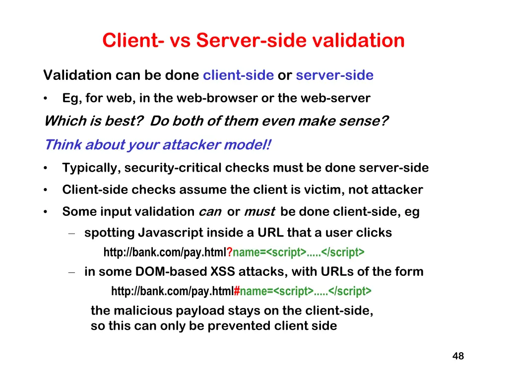client vs server side validation