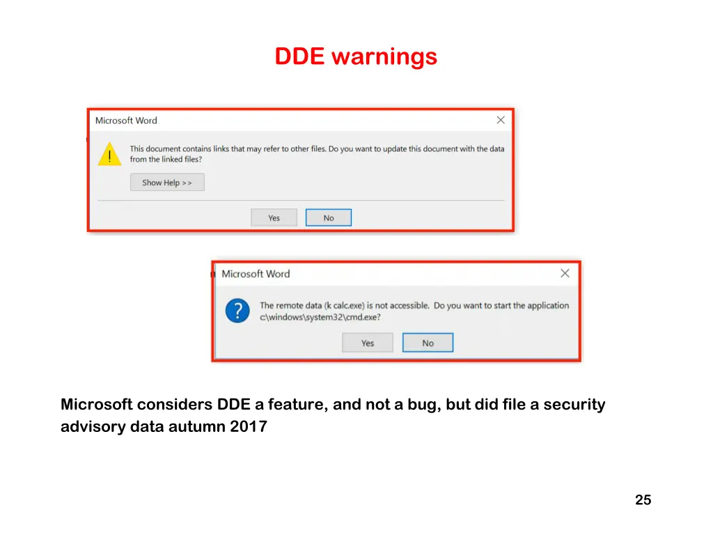 dde warnings