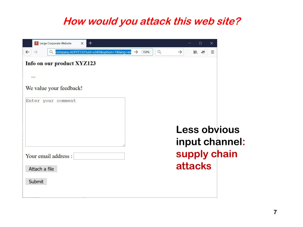 how would you attack this web site 1