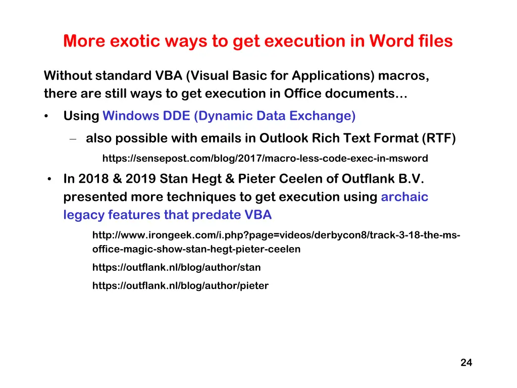 more exotic ways to get execution in word files