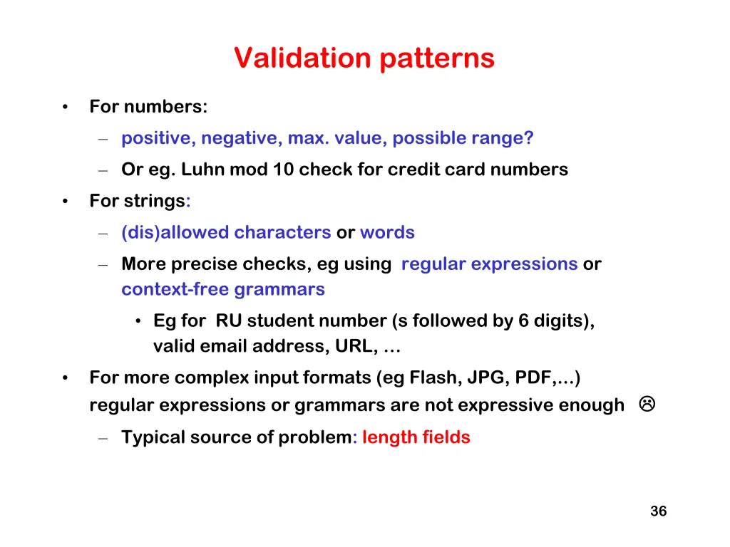 validation patterns