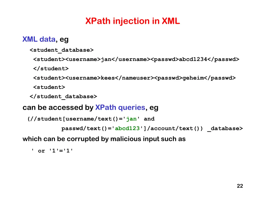 xpath injection in xml