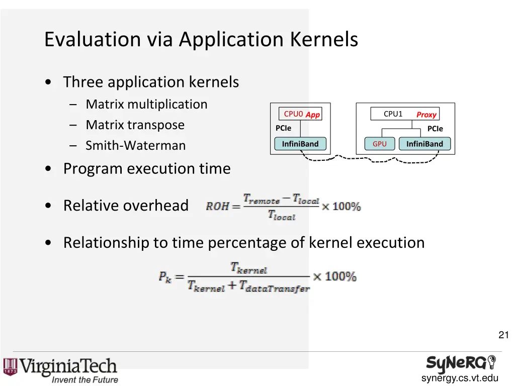 evaluation via application kernels