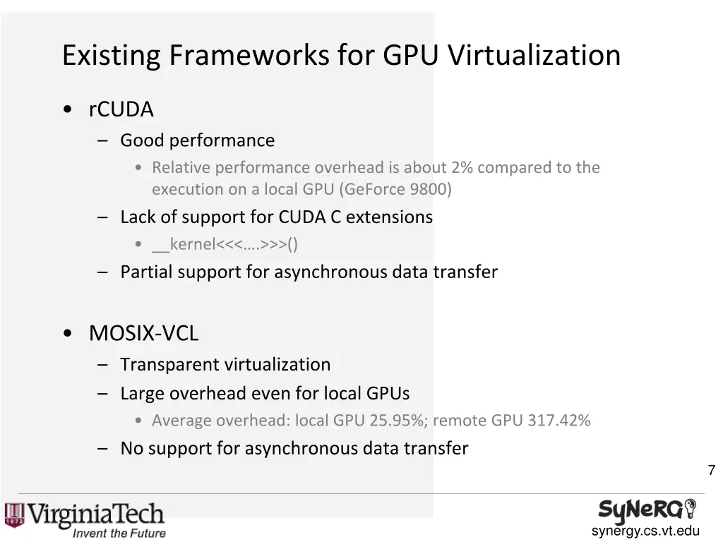 existing frameworks for gpu virtualization