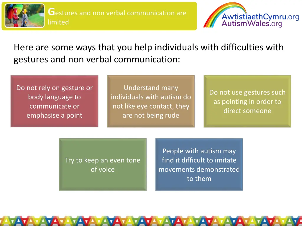 g estures and non verbal communication are limited 2