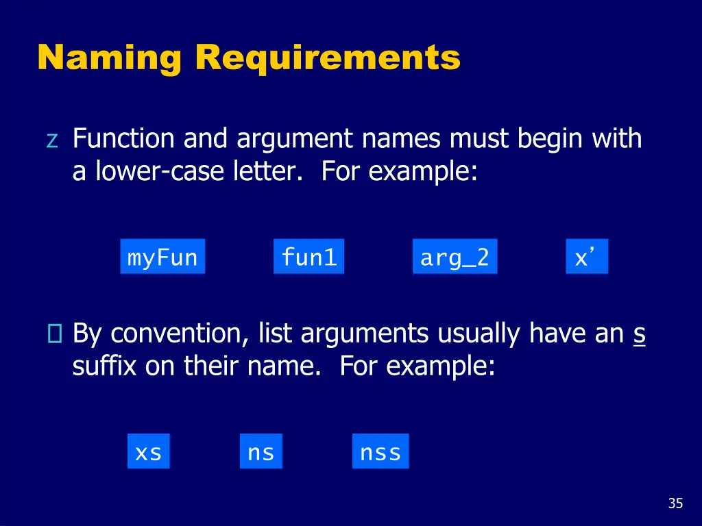 naming requirements