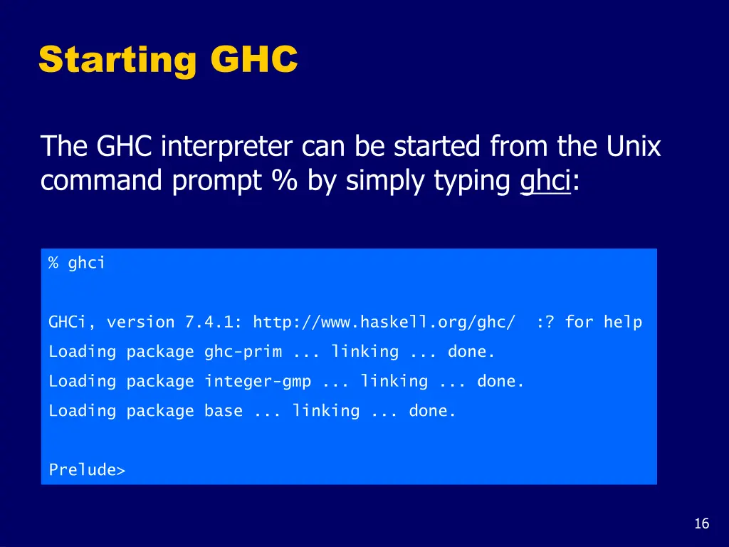 starting ghc