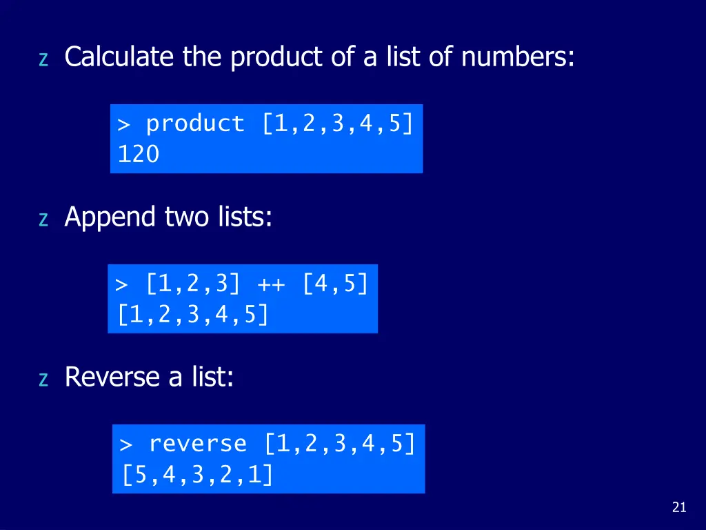 z calculate the product of a list of numbers