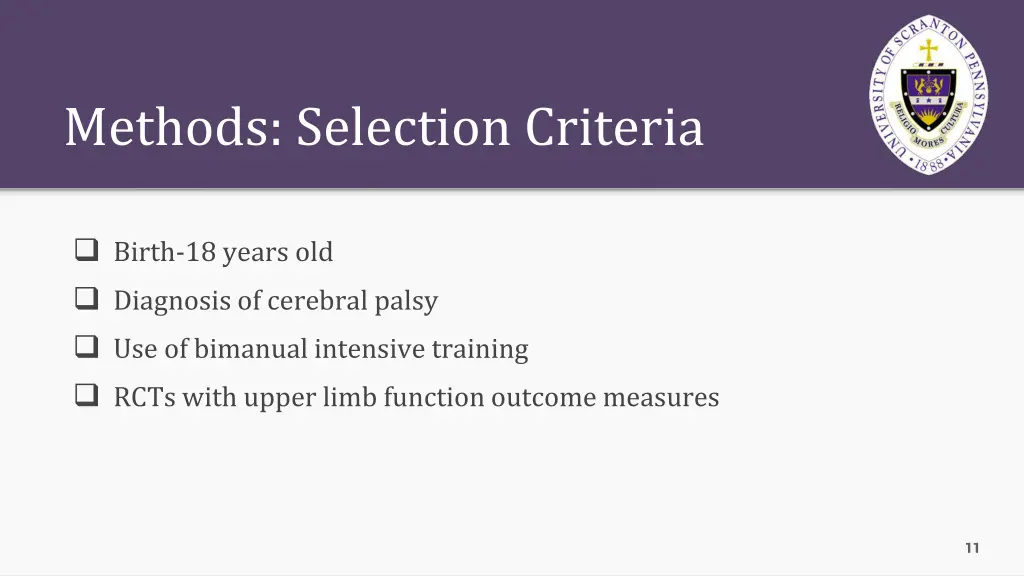 methods selection criteria