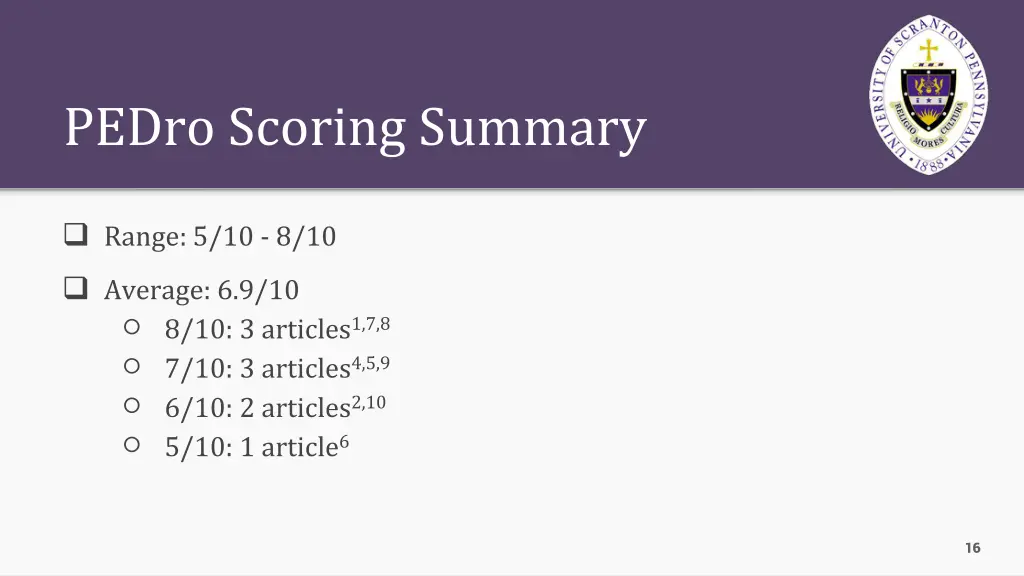 pedro scoring summary