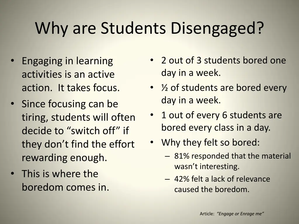 why are students disengaged