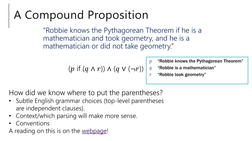 a compound proposition robbie knows 1