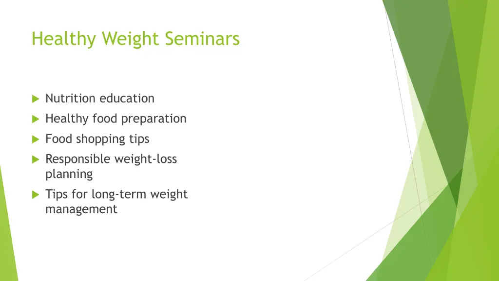 healthy weight seminars