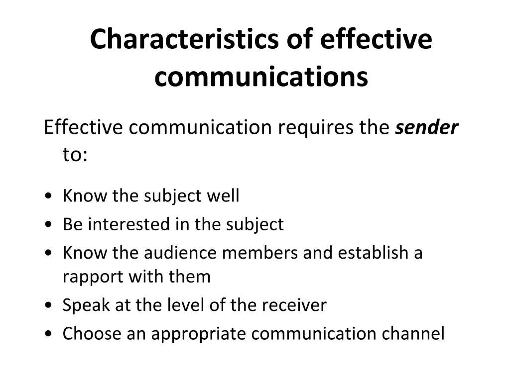 characteristics of effective communications 1