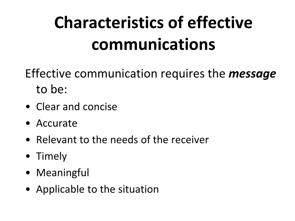 characteristics of effective communications