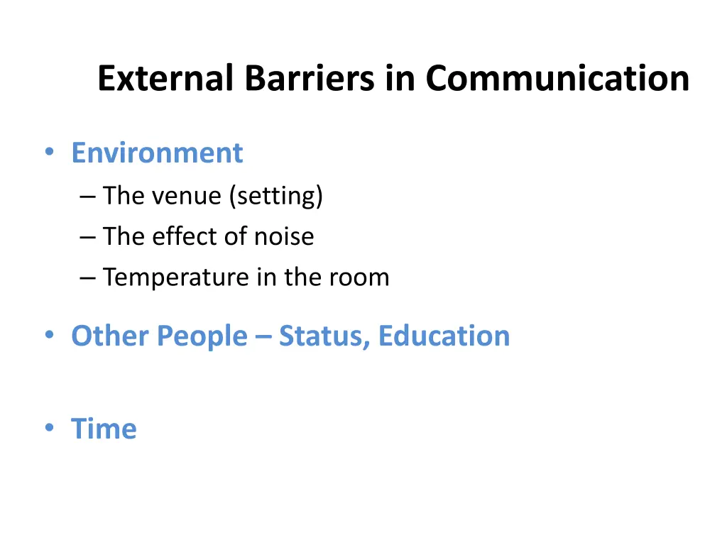 external barriers in communication