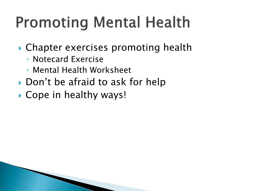 chapter exercises promoting health notecard
